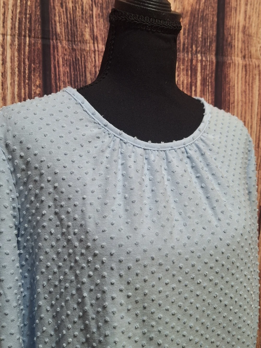 J. Crew Light Blue Swiss Dot Peasant Blouse Womens Size S
